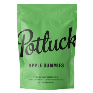 Potluck Extracts – Apple Gummies (1:1) – 100mg THC / 100mg CBD | BC Weed Edible Canada Potluck Extracts – Apple Gummies (1:1) – 100mg THC / 100mg CBD | BC Weed Edible Canada